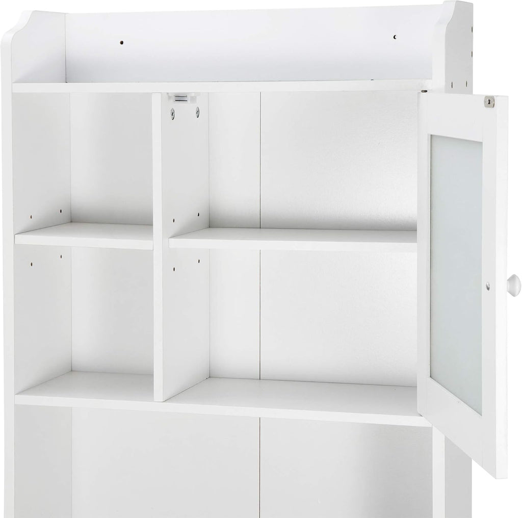 Over Toilet Bathroom Organizer 4-Tier Storage Cabinet with Glass Door D1711