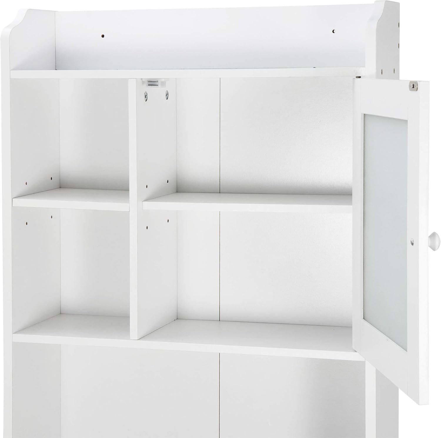 Over Toilet Bathroom Organizer 4-Tier Storage Cabinet with Glass Door D1711