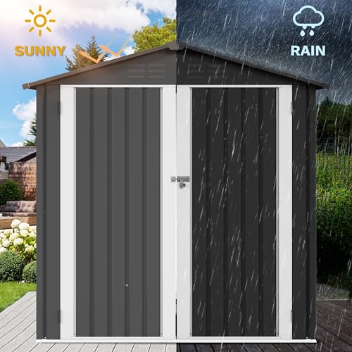 DWVO 6x4ft Metal Storage Shed for Outdoors, Dark Gray T6985
