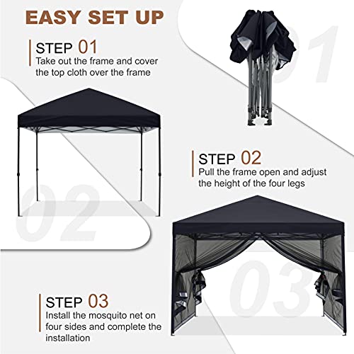 MASTERCANOPY Pop-Up Canopy with Netting Screen Walls 10x10 Beige H44062