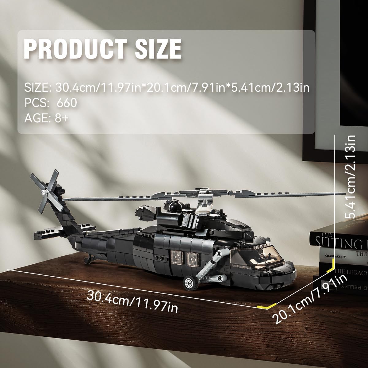 DAHONPA UH-60 Black Hawk Helicopter Building Bricks Set, 700 Pieces Toy for Kids and Adults Z4406