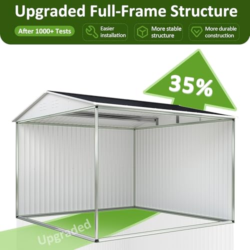 10x10 FT Outdoor Metal Storage Shed with Lockable Doors, Grey Q804763