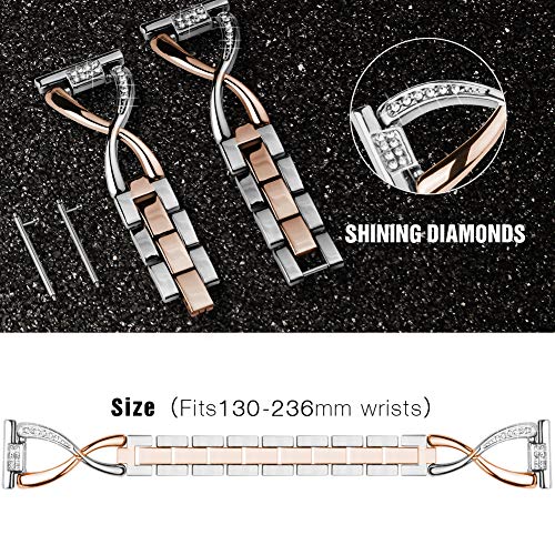 Supoix Compatible for Samsung Galaxy Watch 7/6/5/4 40mm 44mm Band, 2 Pack 20mm Women Jewelry Replacement Strap (Black) D8781