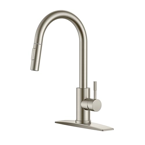 FORIOUS Black Kitchen Faucets, Kitchen Faucet with Pull Down Sprayer Matte Black, Modern Kitchen Sink Faucet Stainless Steel, High Arc Gooseneck Faucet for Kitchen Sink, Bar, Farmhouse, Laundry