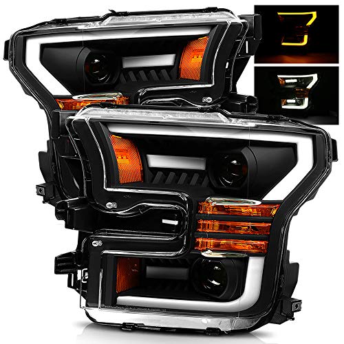 AlphaRex PRO-Series Jet Black LED Tube Dual Projector Headlights for 15-17 Ford F150 M7591