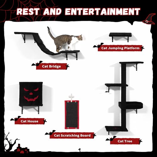 COZIWOW Wall Mounted Cat Shelves and Perches, Set of 5 (Grey) Y44261