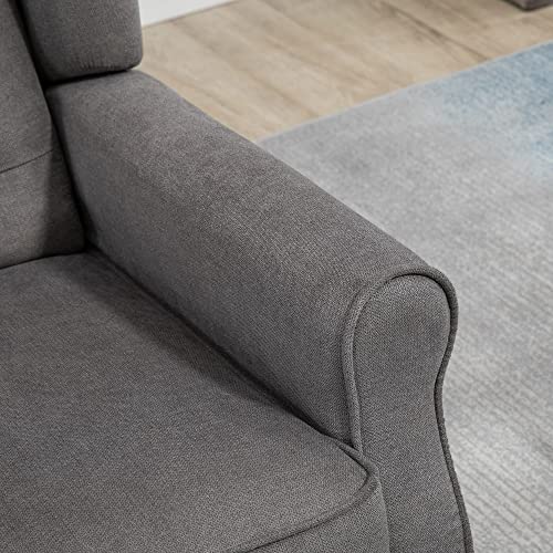 HOMCOM Mid-Century Modern High Wingback Accent Chair with Wood Legs, Dark Brown V59069