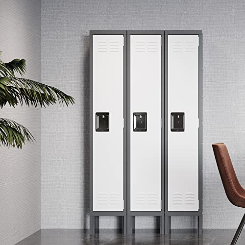 Letaya Metal Lockers 5 Doors 66" Tall Steel Storage Cabinet Gray G40479