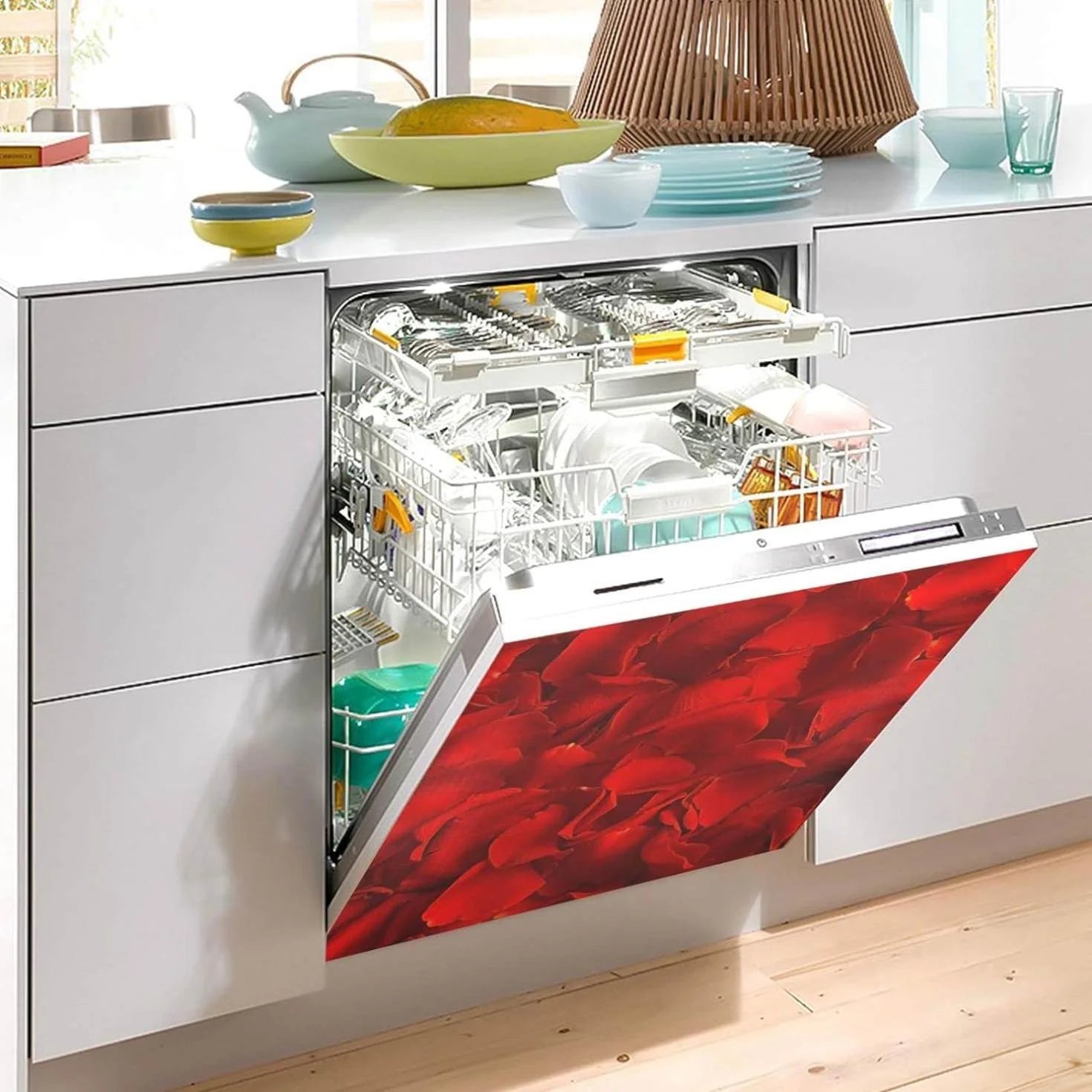 Hyjoy Red Rose Dishwasher Magnet Cover, Reusable Fridge Panel Decal, 23 x 26 Inch L535377