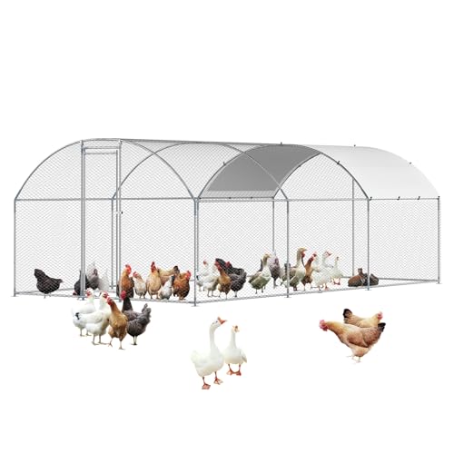 VEVOR Large Metal Chicken Coop with Run, Walk-in Outdoor Poultry Pen W388