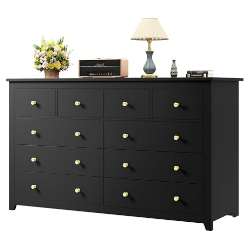 EnHomee 10 Drawer Dresser for Bedroom, White J90474