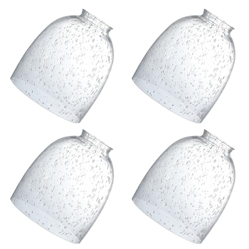 4 Pack Clear Seeded Glass Replacement,2-1/8" Fitter, 5.47" High, 4.76" Diameter Shades Covers for Ceiling Fan Light Fixtures Pendant Lighting Chandelier Vanity Light Kitchen Island Light.