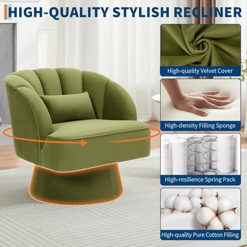 GarveeHome Modern Swivel Barrel Accent Chair, Teddy Fabric Upholstered Armchair, Black W334223