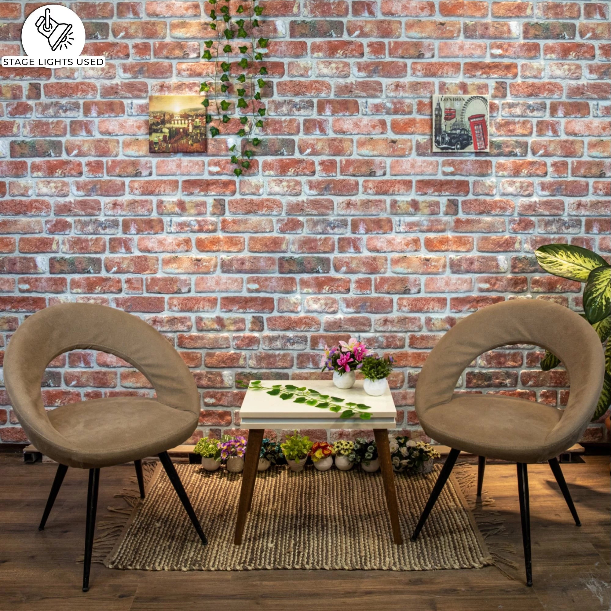 Dundee Deco 3D Wall Panels Brick Effect, Red Brown Stone Look, Set of 10, Covers 53 sq ft O55048