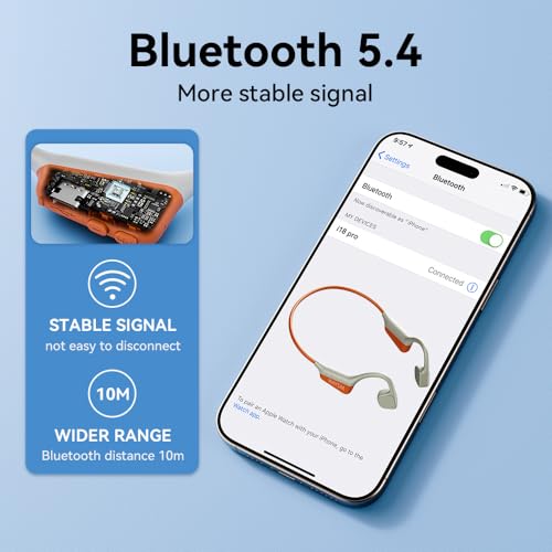 Bone Conduction Headphones Wireless Bluetooth 5.4 Open Ear Sports Headset with Mic, IPX6 Waterproof (Green) R3266