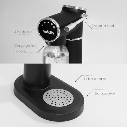 Sparkling Water Maker with LED Screen, Stainless Steel, 3 Bottles, Black P741