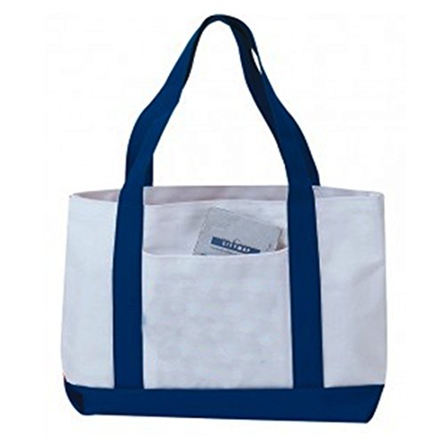 Two Tone Polyester Tote Bag with Outside Pocket (2, Black)
