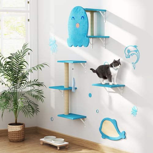 COZIWOW Wall Mounted Cat Shelves and Perches, Set of 5 (Grey) Y44261