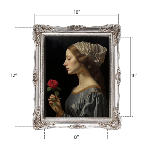 Vintage 8x10 Picture Frame with Glass Front, Antique Retro Photo Frame for Wall or Tabletop, Silver N745