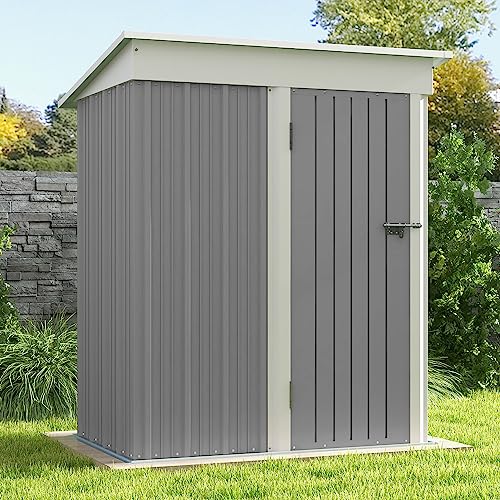 Patiowell 5x3 FT Outdoor Storage Shed with Sloping Roof and Lockable Door, Brown L4971