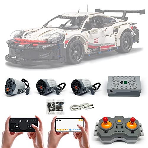 Motor and Remote Control for Lego 42096 Technic Porsche 911 RSR, APP Control, Programmable, with Joystick Remote Control, 3 Motor, Modification Accessories Set (Model not Included) (42096 Super Motor)