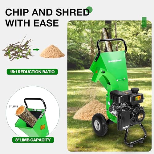S3 Wood Chipper Shredder 7HP 212cc Gas Powered, 3" Max Capacity T367235