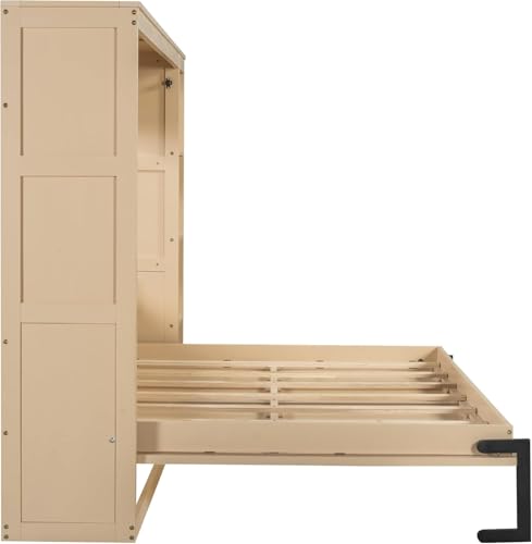 Full Murphy Bed with Storage Shelves, White Z979