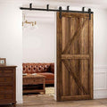 14FT Ceiling Mount Sliding Barn Door Hardware Kit Low Ceiling L-Shape Bracket System for 42" Wide Double Wood Door Heavy Duty (Basic Style Hanger)