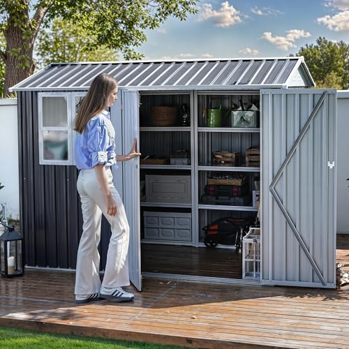 DWVO 6x4ft Metal Storage Shed for Outdoors, Dark Gray T6985