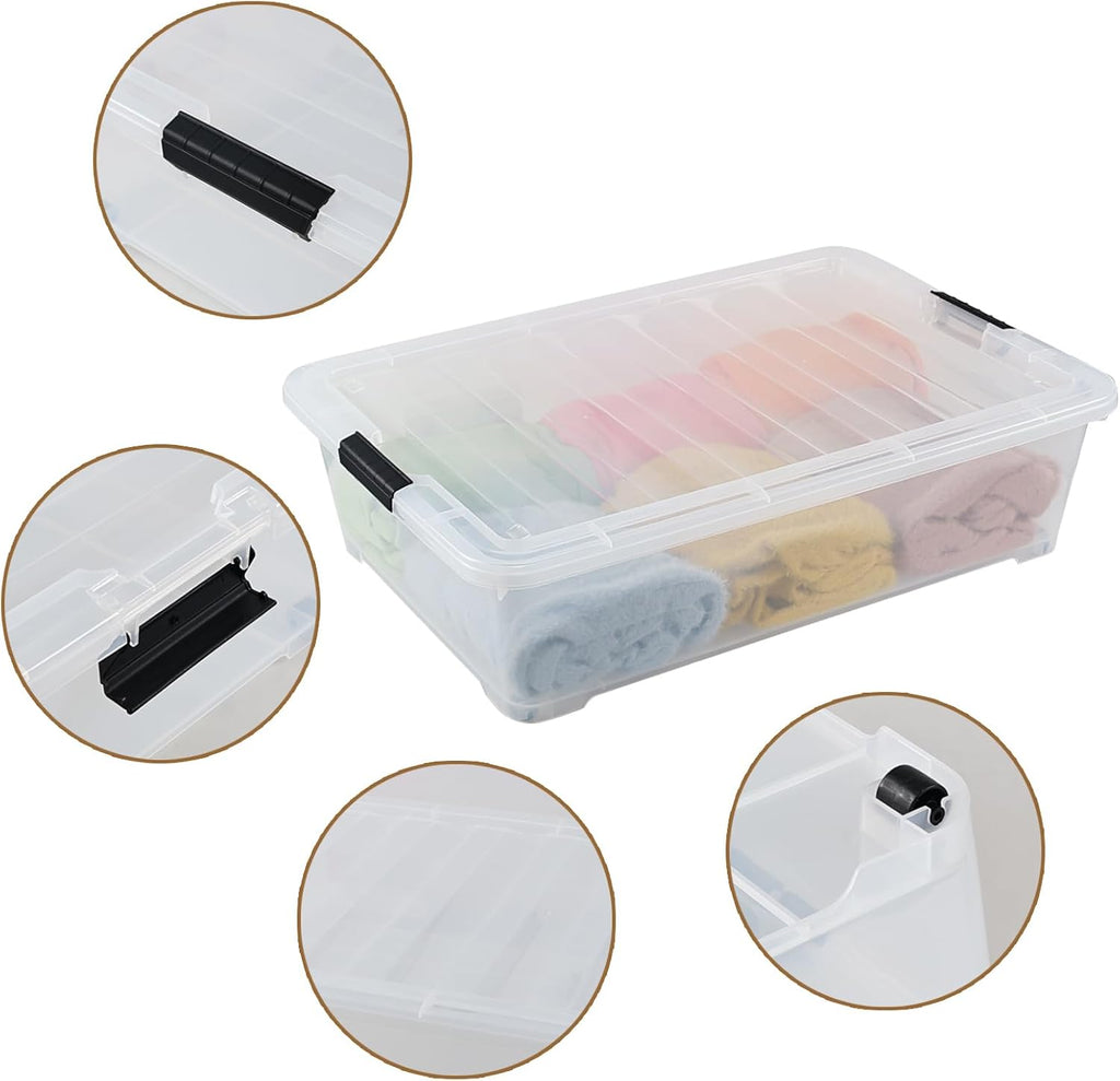 Kiddream 3-Pack 50 Quart Clear Underbed Storage Bins with Lids and Wheels A33785