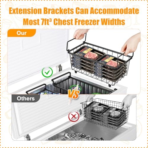 Freezer Organizer Bins, 6 Pack Stackable with Handles, Black S4912