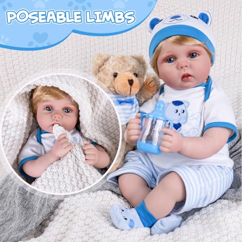Aori Real Life Baby Doll 22 inch Realistic Newborn Boy Soft Weighted Body C19478