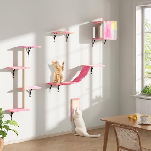 COZIWOW Wall Mounted Cat Shelves and Perches, Set of 5 (Grey) Y44261