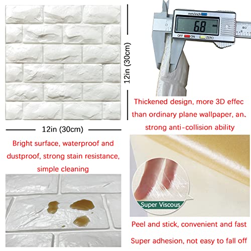 3D Wall Panels Peel and Stick White Foam Brick Wallpaper for Bedroom L3214
