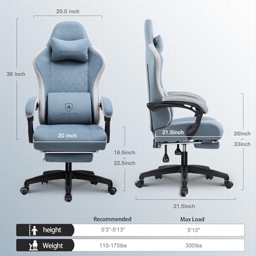 GTPLAYER Gaming Chair with Pocket Spring Cushion, Linkage Armrests and Footrest P648