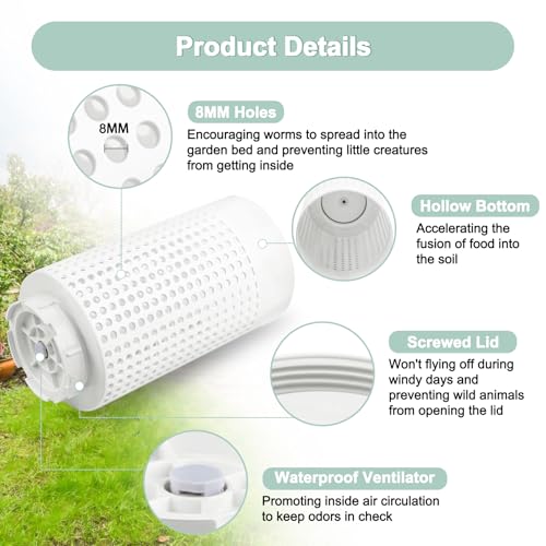 In-Ground Worm Composter Bin for Raised Garden Beds, 2 Gallons, BPA Free, White U27331