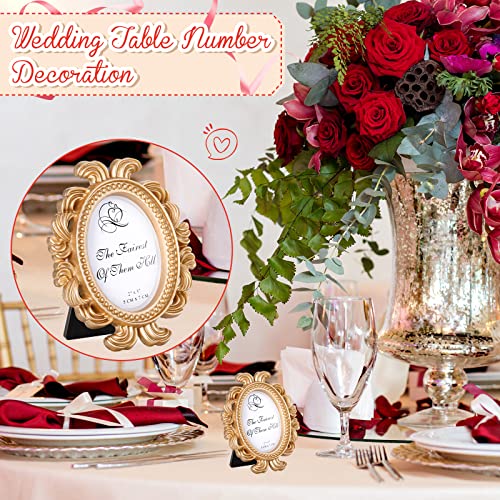 Vicenpal 20 Pieces Vintage Resin Picture Frames Antique Photo Frame Baroque Oval Mini Frame Table Top Display Black K3894