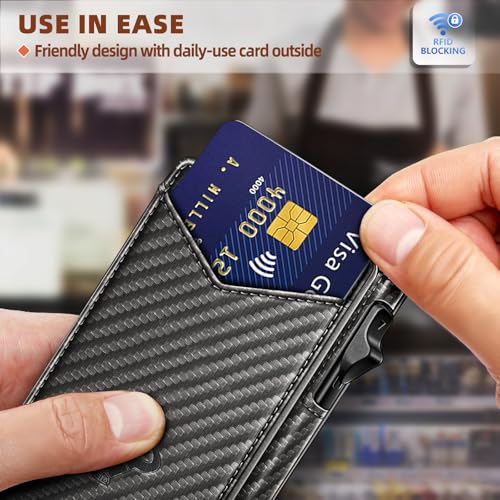 BULLIANT Men Wallet Money Clip Slim Metal Credit Card Case Magnetic Leather J56690