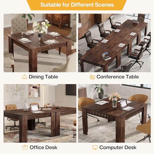 Tribesigns 43" Square Farmhouse Wood Dining Table for 4, Rustic Brown Z457332