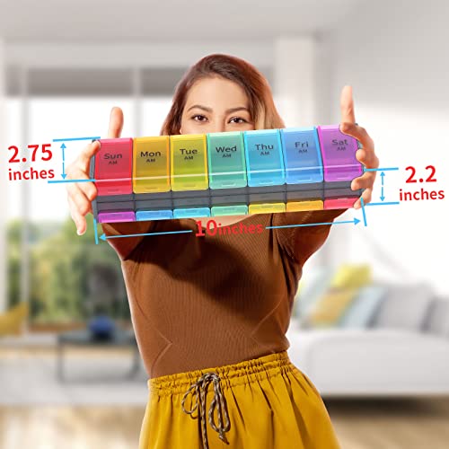 Extra Large Weekly Pill Organizer 2 Times a Day, AM PM 7 Day Jumbo Pill Box O44444