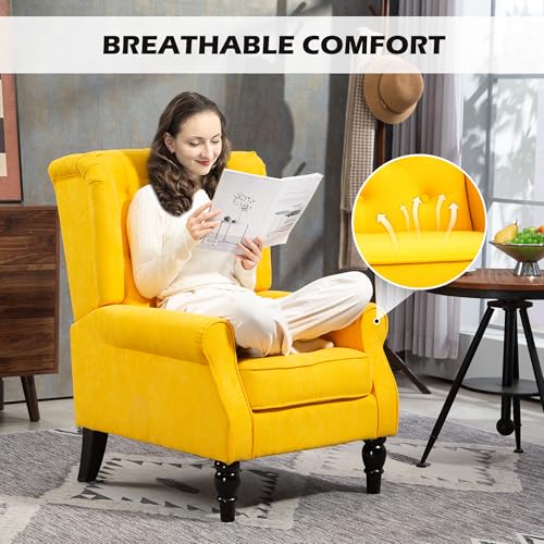 HOMCOM Mid-Century Modern High Wingback Accent Chair with Wood Legs, Dark Brown V59069