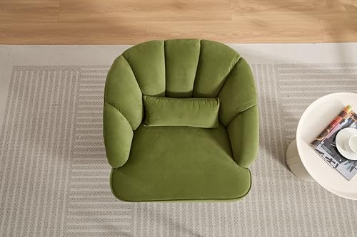 GarveeHome Modern Swivel Barrel Accent Chair, Teddy Fabric Upholstered Armchair, Black W334223