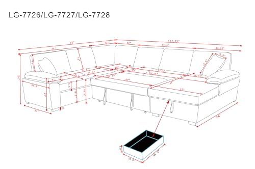 L-Shaped Pull Out Sleep Sofabed with Storage Chaise, Chenille Upholstered X30892