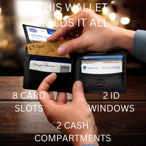Men’s Leather Bifold Wallet with RFID Blocking and ID Window H486
