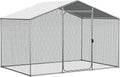 Flamaker Large Metal Chicken Coop, Walk-in Chicken Run Pen, Outdoor Poultrey Cage with Water-Resident Cover, Lockable Spire Roof Hen Duck Rabbit House(6.5L'*9.8W'*6.5H')