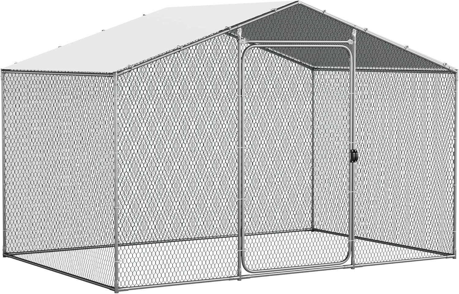 Flamaker Large Metal Chicken Coop, Walk-in Chicken Run Pen, Outdoor Poultrey Cage with Water-Resident Cover, Lockable Spire Roof Hen Duck Rabbit House(6.5L'*9.8W'*6.5H')