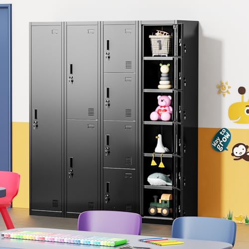 Bonusall Metal Locker 3-Tier Steel Storage Cabinet, 3 Doors Grey H746