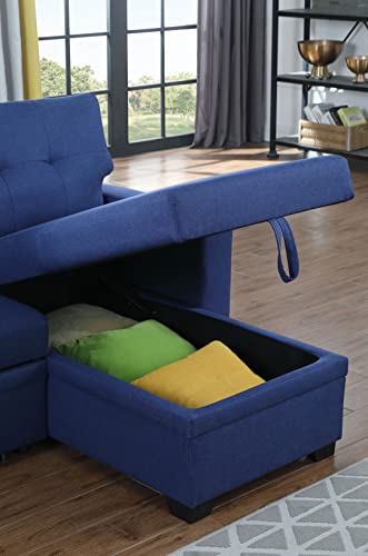 L-Shaped Pull Out Sleep Sofabed with Storage Chaise, Chenille Upholstered X30892