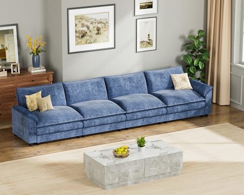 Homall 119" Modular Sectional Sofa with Reversible Ottoman, Light Grey V97154