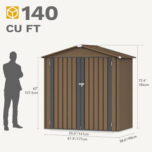 DWVO 6x4ft Metal Storage Shed for Outdoors, Dark Gray T6985